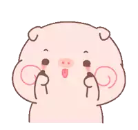 a cartoon pig with its tongue sticking out and a swirl on its face