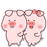 Pig Couple Excited Sticker