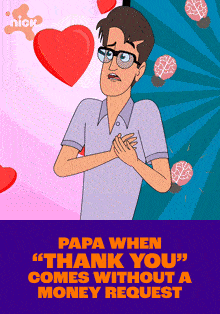 a cartoon of a man saying " thank you "