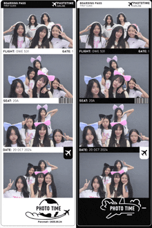 a group of girls posing for a photo with the words photo time written on the bottom
