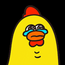 a cartoon chicken is crying with tears coming out of its eyes