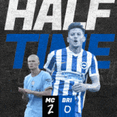 a soccer player in a blue and white striped jersey with the number 2 on it