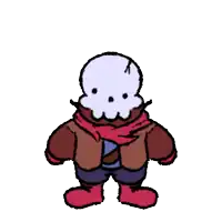 a cartoon drawing of a skull wearing a scarf and boots