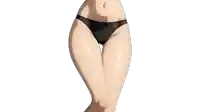 a woman 's torso and legs are shown in black underwear .