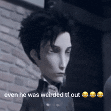 a black and white photo of a man with the caption even he was weirded tf out