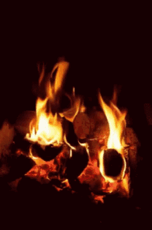 a fireplace with a lot of fire burning in it