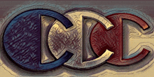 a drawing of the letters cdc in red white and blue letters