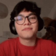 a man wearing glasses and headphones is looking at the camera .