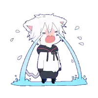 a cartoon of a cat crying with tears coming out of his eyes