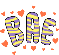 Text Bae Surrounded By Hearts Sticker - Peachieand Eggie Google Bae Stickers