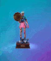 a girl is standing on a record player holding a phonograph with a music note coming out of it