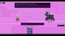 a screen shot of a video game with a purple background