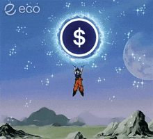 a cartoon character is flying through the air with a dollar sign in the middle
