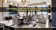 an ad for premium 3 bhk apartments in gurgaon