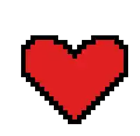 a pixel art of a red heart with a black border on a white background