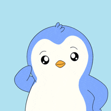 a cartoon penguin with the words no prob written above it