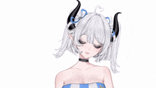 a girl with horns and a choker on her neck
