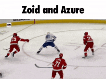 a hockey game is being played with the words zoid and azure at the top