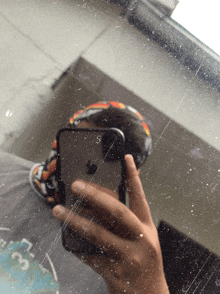 a person taking a picture of themselves in a mirror with the number 3 on the bottom right