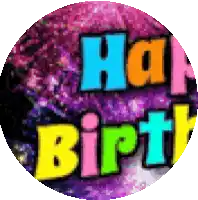 a colorful circle with the words " happy birthday " on it