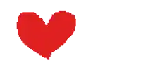 a pixel art drawing of a red heart and leaves on a white background