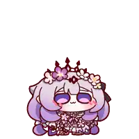 a cartoon of a girl with purple hair and a flower crown on her head