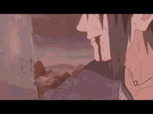 a cartoon character with blood coming out of his mouth .