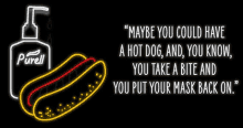 Maybe You Could Have A Hot Dog You Take A Bite And You Put Your Mask Back On GIF - Maybe You Could Have A Hot Dog You Take A Bite And You Put Your Mask Back On Crooked Media GIFs