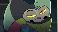 a close up of a cartoon character with a heart on his head
