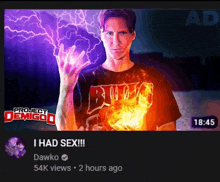 an ad for project demigo shows a man holding a flame