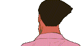 a pixel art drawing of a man with a mustache