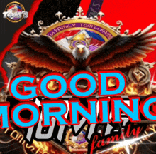 a picture of an eagle that says good morning
