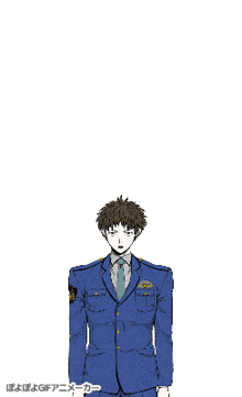 a man in a blue suit and tie has a badge on his chest that says " police "