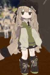 a drawing of a girl wearing a beret with the word skull on it