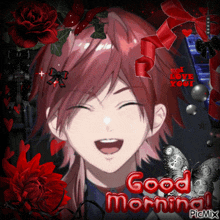 a picture of a man with red hair and the words good morning