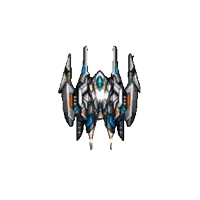 a pixel art drawing of a futuristic fighter jet