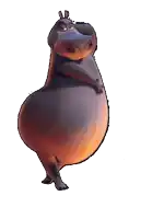 a hippopotamus is dancing with his arms outstretched