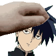 a close up of a person 's head with a hand covering it .
