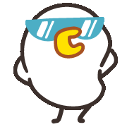 a cartoon chicken wearing red sunglasses and a yellow c on its nose .