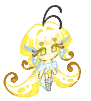 a cartoon drawing of a girl with long yellow hair and green eyes