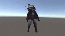 a 3d model of a cat wearing a cape and glasses