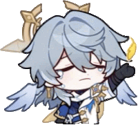 a cartoon character with wings and a feather in his hand is crying .