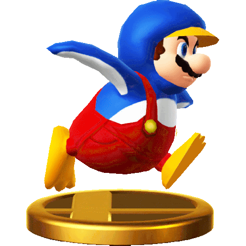 Penguin Mario Trophy Sticker - Penguin Mario Trophy Super Smash Bros For Wii U Stickers
