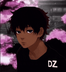 a drawing of a boy with the letter dz on the front of his shirt