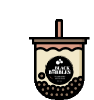 Black Bubbles Tea And Pastry By Kh Sticker