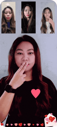 a woman 's face is shown with a heart on it