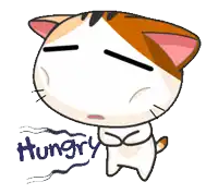 a cartoon cat with the word hungry on it