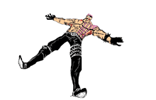 a drawing of a man with his arms outstretched and a pink shirt