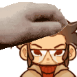 a cartoon character wearing glasses and a hat is holding a sword .