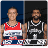 a wizards player and a brooklyn player are shown